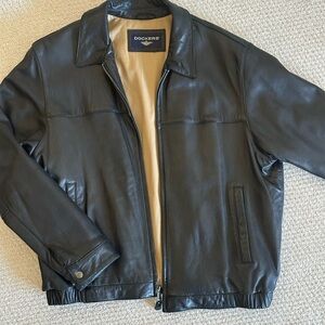 Dockers Vintage Lamb Leather Jacket Size XL Black 90s Zip Up Lined Mens
